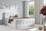 Generisch Bett CHARLOTE Doppelbett Boxspringbett im Schlafzimmer Bettkästen Bonell-Matratze (Kunstleder Weiß - Madryt 920, 160x200)