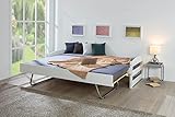 Inter Link – 2 in 1 Bett – Sofabett – 2 Liegeflächen 90 x 200 cm – Gästebett – Kinderbett – Jugendbett – Schlafzimmer – Massivholz – Stabil – Mit 2 Lattenrosten – Weiß - Vindas