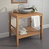 Voupuoda Waschtischunterschrank, Badezimmerschrank, Unterschrank, Badschrank, Badmöbel, Waschbeckenunterschrank, Massivholz Teak 74x45x75 cm