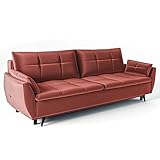 Siblo Sofa Britta 3 Kollektion - Sofa mit Schlaffunktion - Elegante Couch - Wohnzimmer Möbel - Komfortables Schlafsofa - Sofa 3-Sitzer - Klappsofa mit Bettkasten - 242x94x90 cm - Rot