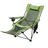 PUROXX Campingstühle Klappbarer tragbarer Liegestuhl mit Getränkehalter, belastbar bis 210 kg, Oxford-PU-Leinenmaterial, für Outdoor-Camping, Picknick, Strand, Festival, Party (grün, groß)