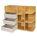 ONVAYA® Bambus Regal zur Badaufbewahrung | Frei einstellbarer Make-Up-Organizer mit viel Platz für Kosmetik