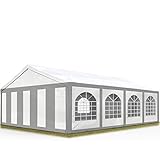 TOOLPORT Hochwertiges Partyzelt 5x8 m Pavillon Zelt PE Plane 450 N Gartenzelt Festzelt Bierzelt Wasserdicht grau-weiß