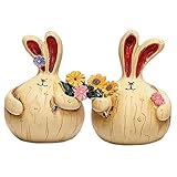 JHBH Osterhasen Figuren Dekofiguren Hasen 2er Set Hase Osterhase Figur Ostern Osterdeko Dekoration Groß Modern Osterfigur Skulptur Hase Ostern Osterdeko