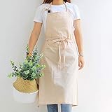 Küchenschürze, fleckenabweisend, Latzlatzhose aus Baumwolle, Kleidungsgeschäft, Kochschürze, Blumenmädchen (Farbe: Beige, Einheit: 2 Stück)