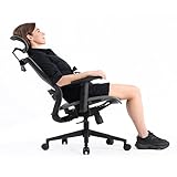 COMHOMA Ergonomischer Bürostuhl, Schreibtischstuhl, Chefsessel Atmungsaktiv, 360° Drehstuhl mit Lordosenstütze, verstellbare Kopfstütze und Armlehnen, Höhenverstellbar, bis 300L Gray