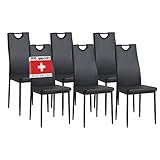 ALBATROS Esszimmerstühle 6er Set Salerno, Schwarz - Edles Italienisches Design, Kunstleder-Bezug, bequemer Polsterstuhl - Moderner Küchenstuhl, Stuhl Esszimmer oder Esstisch Stuhl