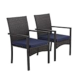 PHI VILLA Gartenstühle Set of 2 Rattanstühle für draußen Terrassenstuhl Balkon Gartenmöbel
