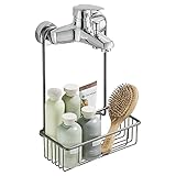 Wopeite Duschablage zum Hängen, Duschablage ohne Bohren, Duschregal Duschkorb aus Edelstahl, Shampoo Halterung für Dusche Aufhängen an der Mischbatterie, 25 x 13 x 35 cm, Grau