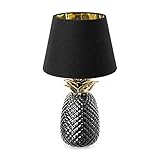 Navaris Tischlampe im Ananas Design - 40cm hoch - Deko Keramik Lampe für Nachttisch oder Beistelltisch - Dekolampe mit E27 Gewinde in Schwarz-Schwarz