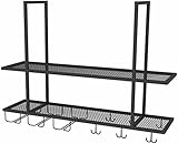 MAKIVI Deckenmontiertes Weinregal und Glashalter, industrielles Wand-Weinregal, 2-lagiger hängender Weinglasregalhalter, für Bar/Küche (Farbe: Schwarz, Größe: 80 x 30 x 80 cm) Marriage