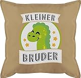 Shirtracer Kissen 50x50 - Kleiner Bruder - Dinosaurier - 50 x 50 cm - Beige - Twins - GURLI Kissen mit Füllung