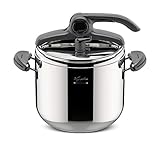 Lagostina Mia Lagoeasy'UP 7 l Schnellkochtopf aus Edelstahl 18/10, Ø 22 cm, Dampfkochtopf für Induktion und Gas, Vereinfachtes Öffnen des Deckels, mit 3-lagigem Irradial-Plus-Boden, Spülmaschinenfest