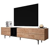 Newfurn TV Lowboard Schwarz Wildeiche TV Schrank Vintage Industrial - 195x48x37 cm (BxHxT) - Fernsehtisch TV Board Rack - [Nizza.Five] Wohnzimmer