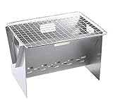 Holzkohlegrill Kleiner Holzkohlegrill Aus Edelstahl Für Den Außenbereich, Zusammenklappbar, Tragbare Grillgeräte Für Camping-Picknick Holzkohle Grill