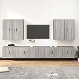 JUNZAI 8-TLG. TV-Schrank-Set, Wohnzimmer Möbel, Sideboard Wohnzimmer, Fernsehschrank, Tv Lowboard, Tv Kommode, Wohnwand, Tv Möbel, Grau Sonoma Holzwerkstoff