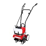 Gartenfräse Benzin - Futchoy 1.9KW Gartenhacke - 35 cm Arbeitsbreite - 2-Takt Motor - 100 mm Arbeitstiefe - Ackerfräse Bodenfräse Bodenhacke Kultivator mit Räder