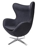 furnigo | Designer Sessel in Ei Form, Reproduktion, Zeitlos, Viele Farben, Wollstoff (Dunkel Grau)