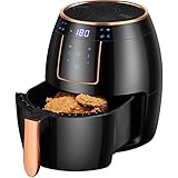 Iceagle Heißluftfritteuse 5.5L Heißluftfritteuse XXL - Heissluftfriteuse Airfryer mit Digitalem LED-Touchscreen - Heisluftfritöse mit 8 praktische Automatikprogramme, Timer, 1300 W, Schwarz