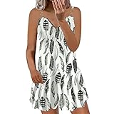 Umumyi Sommerkleid Frauen Rückenfrei Frauen Drucken Atmungsaktives Große Größen Festlich Einfarbig Fledermausärmel Mixikleider Lässiges Vintage Abendkleider Maxikleider Knielang Sexy Grau,M