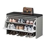 GAJUST Schuhregal Mit Sitzfläche, Mit Stauraum Schuhablage, Moderne Gepolsterte Schuhbank, Sitzbank Schuhregal, Geeignet Für Flur Und Eingang