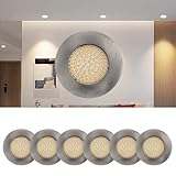 LED Einbaustrahler 230V Deckenspots Flach 3000K Warmweiß Spots 5W IP44 Bad Einbauleuchten, home 6er Set Deckenstrahler 550 LM CRI 90 Einbauspots für Badezimmer Küche Wohnzimmer Edelstahldesign