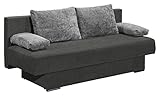 Home4You Schlafsofa - Schwarz - Grau - mit Gästebettfunktion und Bettkasten - mit Kissen