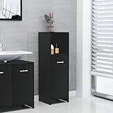 WC-Schminktisch, Badezimmerschrank, Sperrholz, Schwarz, 30 x 30 x 95 cm, elegantes Badezimmermöbel-Set mit großer Aufbewahrung, vielseitig verwendbar, für Badezimmer