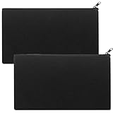 2 Stück DIY Blanko Stoffbeutel, Reise Kulturbeutel, Kosmetiktaschen mit Reißverschluss, Brautjungfern Geschenk Mäppchen, Makeup Tasche, Federmäppchen Klein für Reisen - 21 x 12 cm（Schwarz）