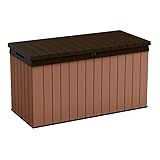 Koll Living Auflagenbox/Kissenbox 570 Liter l 100% Wasserdicht l mit Belüftung dadurch kein übler Geruch/Schimmel l Moderne Holzoptik l Deckel belastbar bis 300 KG (2 Personen)