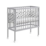 VitaliSpa Beistellbett inkl Nestchen und Rausfallschutz geeignet für Boxspringbett Babybett Stubenbett Sophie Stillbett grau