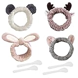 4 Stück Plüsch haarbänder, 4 Stück Gesichtsmaske Stick, tägliches Das Gesicht waschen Teile, weiche elastische Haarbänder, Korallen Fleece Haarbänder, Make-up-Stirnbänder, für Spa, Yoga