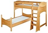 BioKinder Etagenbett Stockbett Hochbett versetzt Noah mit 2X Lattenrost, teilbar aus zertifiziertem Massivholz Erle 90x200cm