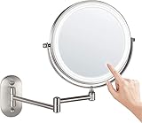 BPILOT 8 Zoll WandvergrößerungsspiegelX5, LED-Make-up-Spiegel mit 3 Farbmodi, 360° drehbar, ausziehbar, USB aufladbar,5X,B