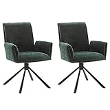 Lomadox Esszimmer Armlehnenstühle 2er Set in Olive 180° drehbar mit Nivellierung, B/H/T ca. 61/86/63 cm