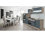 respekta Küche Küchenzeile Küchenleerblock Leerblock 310cm Eiche Sonoma Sägerau Front Grau