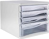 Aktenschrank Kunststoff Aufbewahrungsschubladen Schreibtisch Aufbewahrungseinheit Organizer A4 Box für Büro/Farbe: schwarz/weiß (Farbe: Blanc)