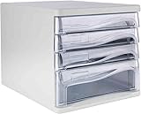 Aktenschrank Kunststoff Aufbewahrungsschubladen Schreibtisch Aufbewahrungseinheit Organizer A4 Box für Büro/Farbe: schwarz/weiß (Farbe: Blanc)