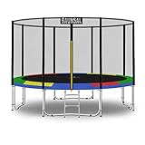 Baunsal® Trampolin Outdoor Ø 305 cm (EXD) bunt Komplettset Sprungmatte mit Schutzrand inkl. Netz und Leiter Gartentrampolin Outdoor Spielzeug Kinder Trampolin Kinder Outdoor Spielzeug Garten