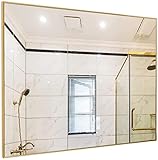 JUNZAI Wandmontierter Kosmetikspiegel, wandmontierter Spiegel, Badezimmerspiegel, großer rechteckiger Badezimmerspiegel, Kunststoffrahmen, moderner 5 mm Dicker Glas-Silberspiegel (Größe: 60 x 8
