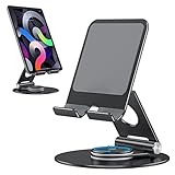 OMOTON Tablet Ständer 360° Drehbar, Winkelverstellbarer und Faltbarer Aluminium Tablet Halterung für iPad Pro/Air/Mini, Handys, Huawei, Surface bis zu 12,9 Zoll zum Malen, Zusammenarbeiten, Schwarz