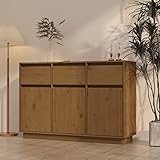 JUNZAI Sideboard, Kommode Schlafzimmer, Komodenschrank, Möbel Schlafzimmer, Sidebordmöbel, Honigbraun 110x34x75 cm Massivholz Kiefer
