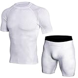 wjiNFDFG Zauber Westens Herren Frühjahr und Sommer Sportanzug einfarbig Rundhals Kurze Ärmel schnell trocknend Fitness Sport Top Short Set Anzug Rot