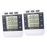 CLISPEED 2 Stück 3 Uhr Für Büro Digitaluhren Magnetischer Timer Timer Digitaluhr Timer Digitaler Kochtimer 3-Zeilen-Display Stoppuhr Küchentimer Countdown-Timer Erinnerung