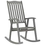 YUMENG Schaukelstuhl, Sessel Wohnzimmer, Schaukelsessel, Stillsessel, Schwingsessel, Tv Sessel, Ohrensessel, Relaxsessel, Rocking Chair, Grau Massivholz Akazie