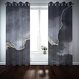HYFBH Grau-weißer, hochwertiger, dünner 2-Panel-Schattierungsvorhang für Erwachsene, Schlafzimmer, 3D-Goldgürtel, Kunst, luxuriöse Fenstervorhänge, Wohnzimmer WxH/2x75x164cm vorhänge