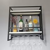 PAREKS Wandregal, Metall-Hängehalter, Elegantes Glasregal for Küche/Weinkeller/Bar, Holzregale, Wandregal (Size : 80cm)