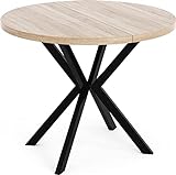 WFL GROUP Runder Ausziehbarer Esstisch - Loft Style Tisch mit Metallbeinen - 100 bis 180 cm - Industrieller Quadratischer Tisch für Wohnzimmer - Spacesaver - Eiche Sonoma - 100 cm