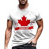 Lässiges T-Shirt mit Rundhalsausschnitt kurzen Ärmeln für Männer im Frühjahr Sommer zum Nationalfeiertag Langarmhemd Herren (Weiß-F,Weiß-F)