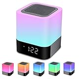 Bluetooth Lautsprecher mit Licht Nachttischlampe Touch Dimmbar Wecker RGB Farbwechsel LED Tragbarer Bluetooth Tischlampe Geschenke für Mädchen Kinder Teenager